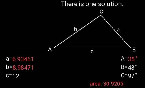 Two angles of a triangle measure 48° and 97°. if the longest side is 12 cm, find the length of the s