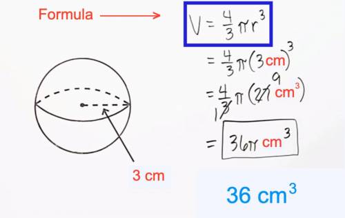 Asphere has a radius of 3 centimeters what is the volume of the sphere