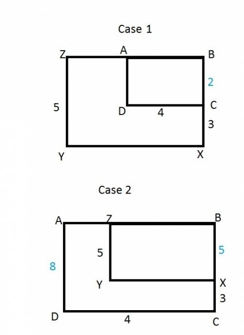 Given:  rectangle abcd is similar to rectangle zbxy. if zy = 5, xc = 3, dc = 4, then xy =