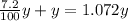 \frac{7.2}{100}y+y=1.072y