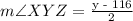 m\angle XYZ = \frac{\text{y - 116}}{2}