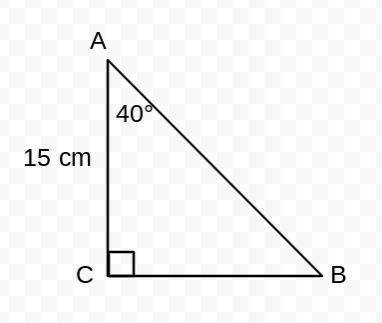 Given:  abc is a right triangle with right angle c. ac = 15 centimeters and m< a = 40°.what is bc