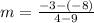 m=\frac{-3-(-8)}{4-9}