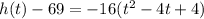 h(t)-69=-16(t^{2}-4t+4)