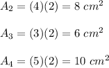 A_2=(4)(2)=8\ cm^2\\\\A_3=(3)(2)=6\ cm^2\\\\A_4=(5)(2)=10\ cm^2