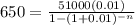 650=\frac{51000(0.01)}{1-(1+0.01)^{-n}}}