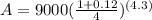 A=9000(\frac{1+0.12}{4} )^{(4.3)}