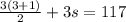 \frac{3(3+1)}{2} +3s=117