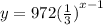 y = 972{( \frac{1}{3}) }^{x - 1}