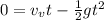 0 = v_v t - \frac{1}{2}gt^2