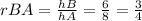 rBA=\frac{hB}{hA}=\frac{6}{8}=\frac{3}{4}