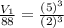 \frac{V_1}{88} =\frac{(5)^{3} }{(2)^{3}}