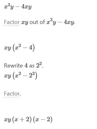 Factor the expression completely:  x³y - 4xy