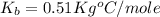 K_b=0.51Kg^oC/mole