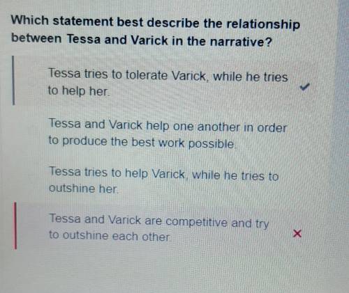 Which statement best describes the relationship between tessa and varick in the narrative?  question