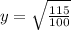 y = \sqrt{\frac{115 }{100}}