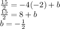 \frac{15}{2}=-4(-2)+b\\\frac{15}{2}=8+b\\b=-\frac{1}{2}