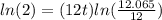 ln(2)=(12t)ln(\frac{12.065}{12})