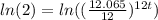 ln(2)=ln((\frac{12.065}{12})^{12t})