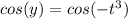 cos(y)=cos(-t^3)