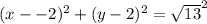 (x--2)^{2} + (y-2)^{2} = \sqrt{13} ^{2}