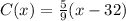 C(x)=\frac{5}{9} (x-32)