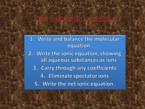 Which of the following types of equations will include spectator ions a. molecular equation b. full