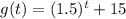 g(t)=(1.5)^t+15