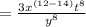 =\frac{3x^{\left(12-14\right)}t^8}{y^8}