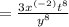 =\frac{3x^{\left(-2\right)}t^8}{y^8}