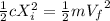 \frac{1}{2}c{X_{i}^{2}}=\frac{1}{2}m{V_{f}}^{2}