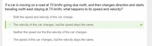 Of a car moving on a road at 70 km/hr going due north,and then changes direction and starts travelin