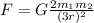 F=G\frac{2m_{1}m_{2}}{(3r)^2}