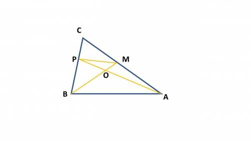 In △abc, points m and p are points on sides ac and bc respectively. find the area of △mpc, if bm∩ap=