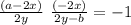 \frac{(a-2x)}{2y} \ \frac{(-2x)}{2y-b}  = -1