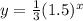 y=\frac{1}{3} (1.5)^x