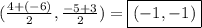 (\frac{4 + (-6)}{2}, \frac{-5 + 3}{2}) = \boxed{(-1, -1)}