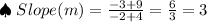 \spadesuit\;Slope(m) = \frac{-3 + 9}{-2 + 4} = \frac{6}{3} = 3