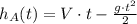 h_A (t) = V \cdot t - \frac{g \cdot t^2}{2}