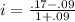 i=\frac{.17-.09}{1+.09}