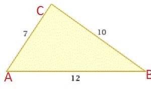 Which angle in abc is the largest measure 12,10,7