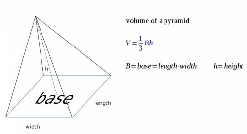 Asquare pyramid has a height h and a base with side length b. the side lengths of the base increase