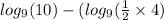 log_9(10)-(log_9(\frac{1}{2}\times 4)