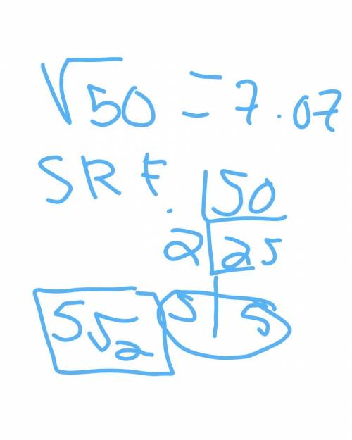 Solve for x. 50 = x^2 show your work.