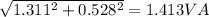 \sqrt{1.311^{2}+0.528^{2}} =1.413VA