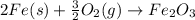 2Fe(s)+\frac{3}{2}O_2(g)\rightarrow Fe_2O_3