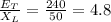 \frac{E_{T}}{X_{L}} =\frac{240}{50}=4.8