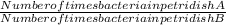 \frac{Number of times bacteria in petri dish A}{Number of times bacteria in petri dish B}
