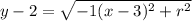 y-2=\sqrt{-1(x-3)^2+r^2}