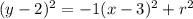 (y-2)^2=-1(x-3)^2+r^2